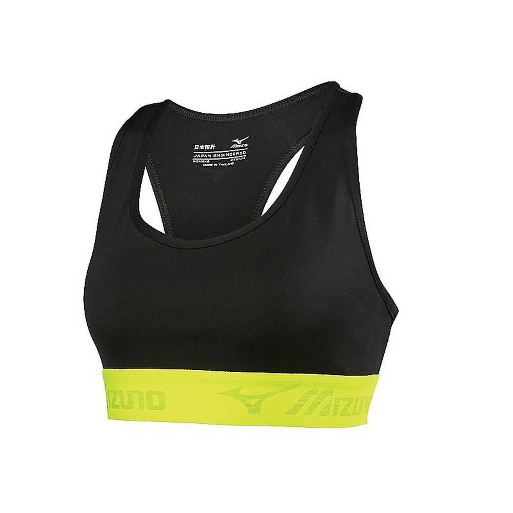 Womens Mizuno Alpha Sports Bra Black/Yellow Philippines (LBCWNG958)